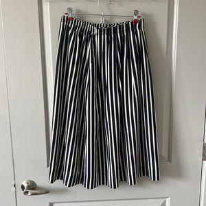 Jcrew Navy and white pleated stripe skirt